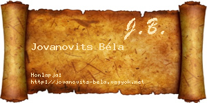 Jovanovits Béla névjegykártya