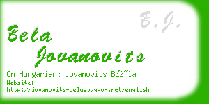 bela jovanovits business card